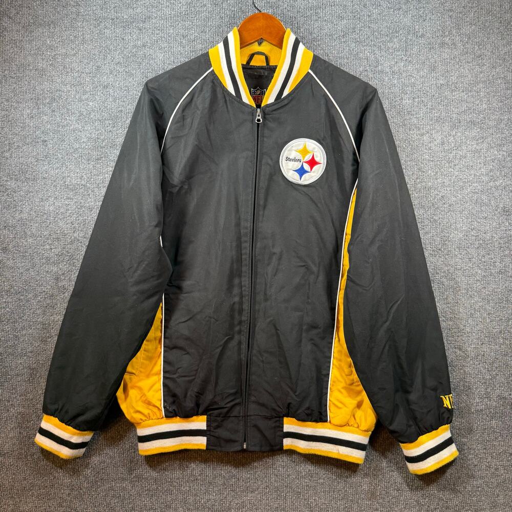 NFL G-III Apparel VTG Pittsburgh Steelers Jacket Men's Medium  Black/Yellow Zip